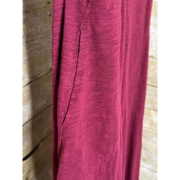 UMGEE RAW HEM V NECK CASUAL BOHO BOUTIQUE MINIMALIST COTTON MIDI T-SHIRT DRESS - Picture 4 of 4